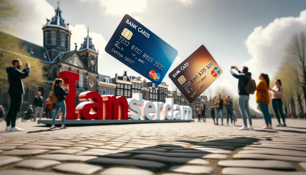 two credit cards with iamsterdam background